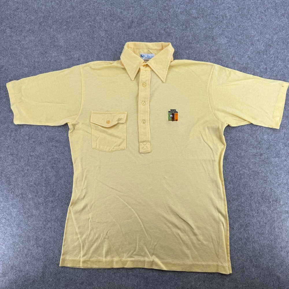 Pickering Polo Shirt Vintage Mens M Howard Hughes Invitational Yellow Cotton